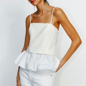 ZARA NEW With Tags White Mixed Poplin Top Camisole